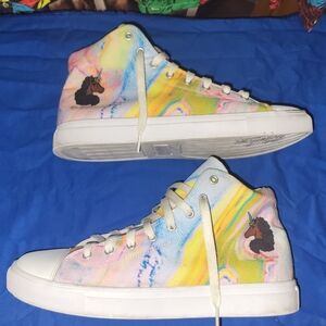 Afro Unicorn Tie Dye High Top Shoes, womens 10.5